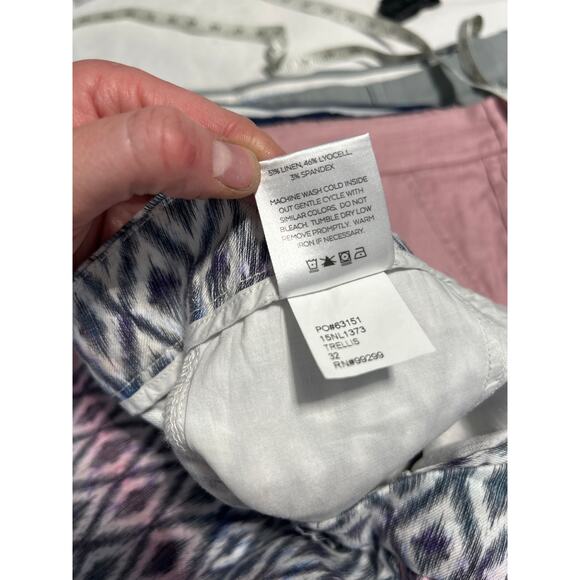 Level 99 x Anthropologie size 32 Pastel Aztec Linen Lyocell Shorts Stretch New! - Picture 9 of 10